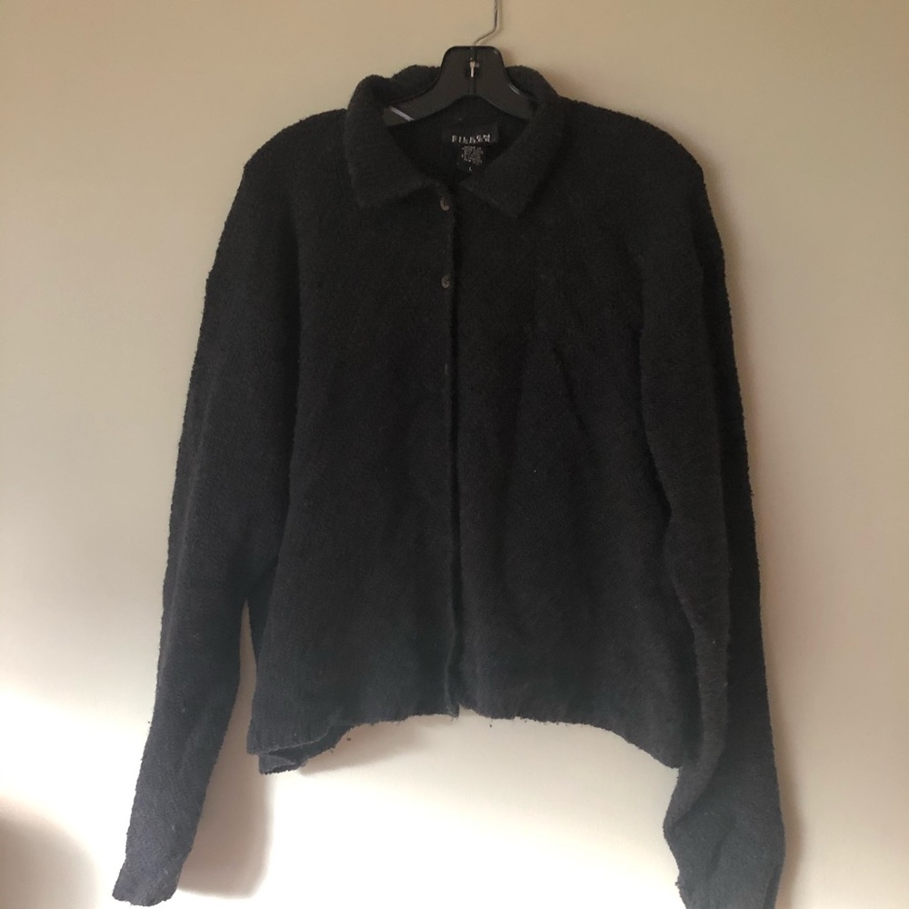 Eileen Fisher Knit Collared Cardigan w/ Cashmere